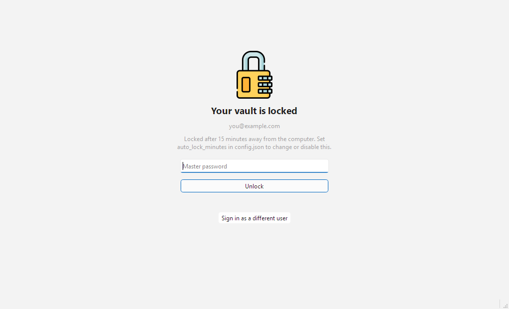 The in-window lock screen with an inline unlock prompt